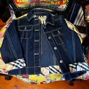 Burberry Kids Denim Jacket with Nova Check Trim – Size 4T – Like New